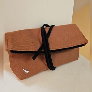 Stylish Brown Toiletry Bag with Black Trim